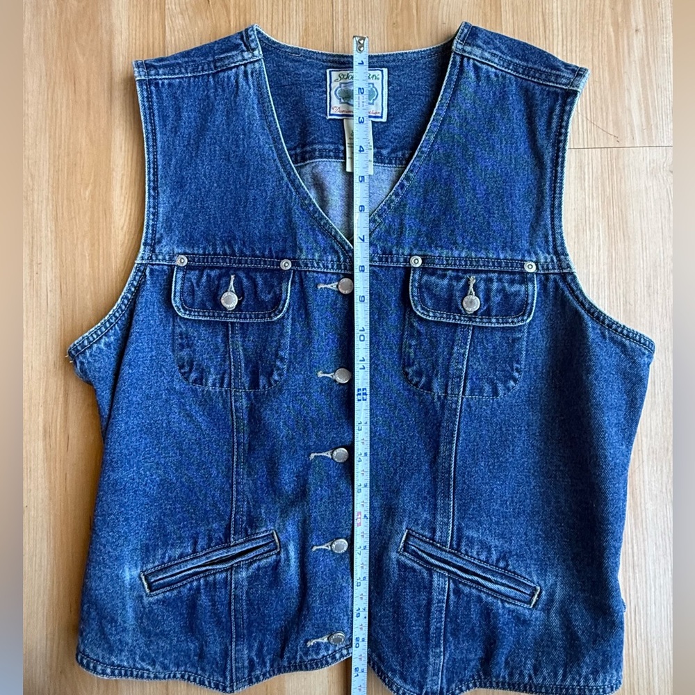 St. John’s Bay Denim Button-Up Vest 100% cotton - Picture 4 of 5
